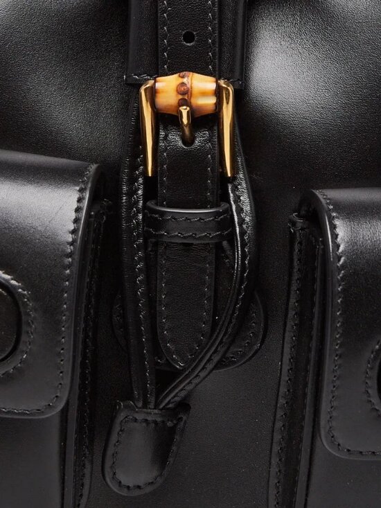 Gucci Black Smooth Leather Bamboo Handle Small Backpack Bag main image 6
